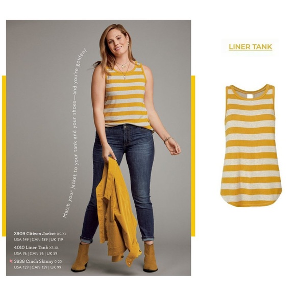 CAbi Tops - Cabi Liner Striped Mustard Tank Style 4010 Size XS